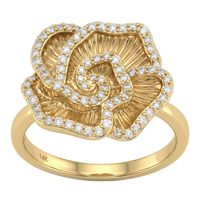 SPECIAL! .29ct G SI 14kt Yellow Gold Diamond Modern Flower Ring Size 6.5