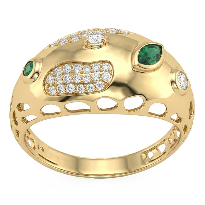 SPECIAL! .34ct G SI 14kt Yellow Gold Diamond & Emerald Gemstone Ring Size 6.5