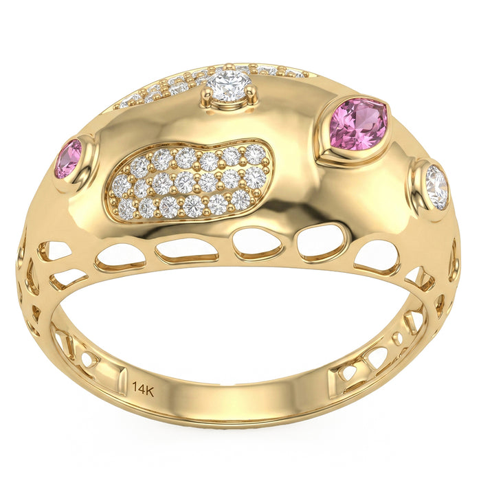 SPECIAL! .39ct G SI 14kt Yellow Gold Diamond & Pink Sapphire Gemstone Ring Size 6.5