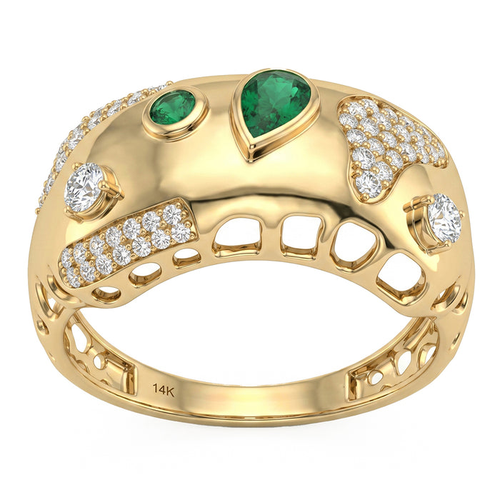 SPECIAL! .59ct G SI 14kt Yellow Gold Diamond & Emerald Gemstone Ring Size 6.5