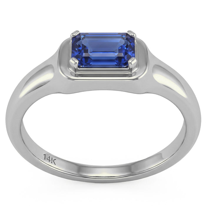 SPECIAL! .73ct G SI 14kt White Gold Blue Sapphire Gemstone Band Ring Size 6.5
