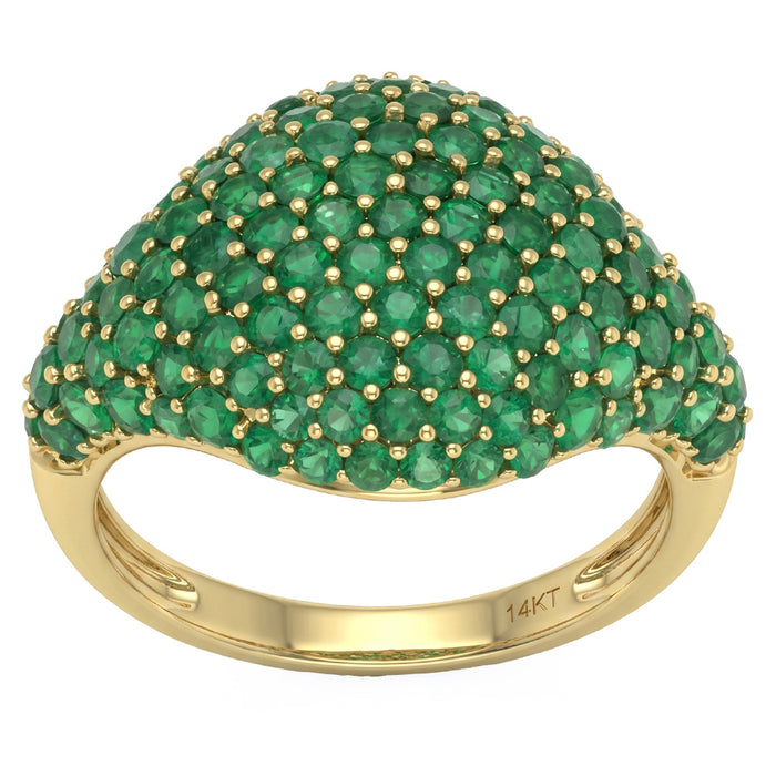 SPECIAL! 2.14ct G SI 14kt Yellow Gold Emerald Gemstone Pave Ring Size 6.5