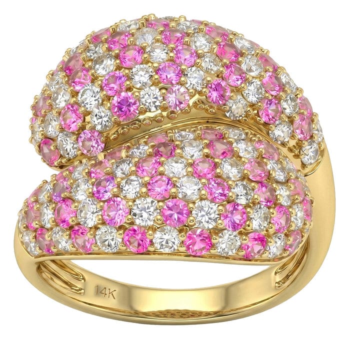 SPECIAL! 2.88ct G SI 14kt Yellow Gold Diamond & Pink Sapphire Gemstone Pave Ring Size 6.5