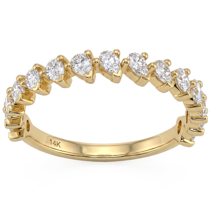SPECIAL! .75ct G SI 14kt Yellow Gold Diamond Pear Band Half Eternity Ring 7"