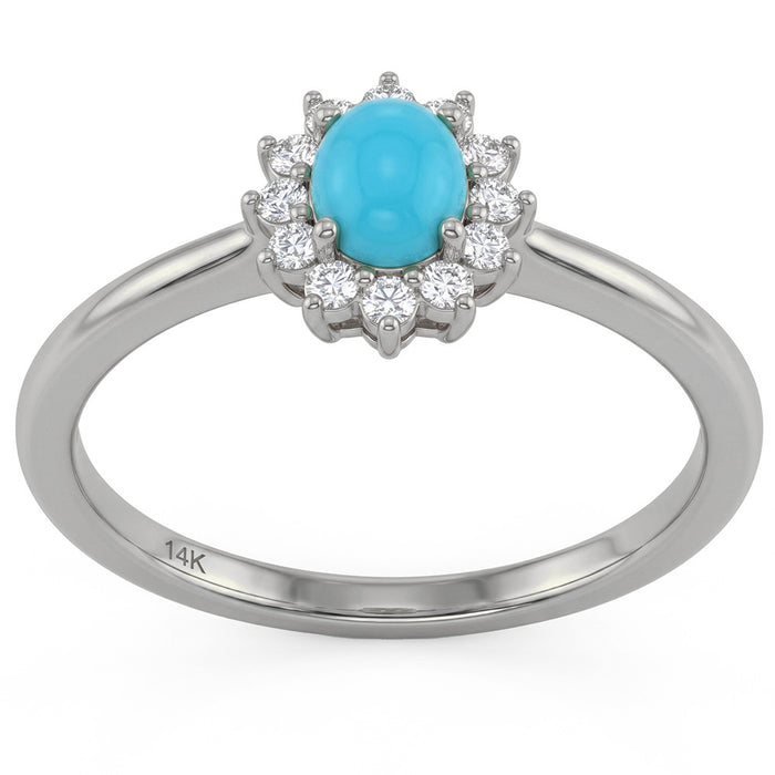 .21ct G SI 14K White Gold Turquoise Gemstone Ring Size 6.5