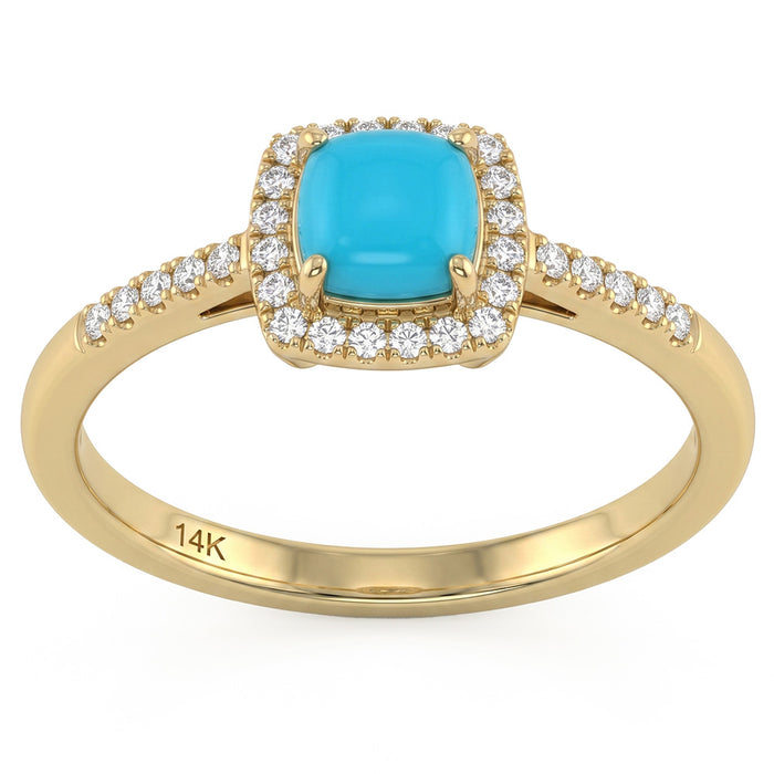 .45ct G SI 14K Yellow Gold Turquoise Gemstone Ring Size 6.5