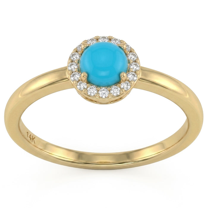 SPECIAL! .40ct G SI 14K Yellow Gold Turquoise Gemstone Ring Size 6.5