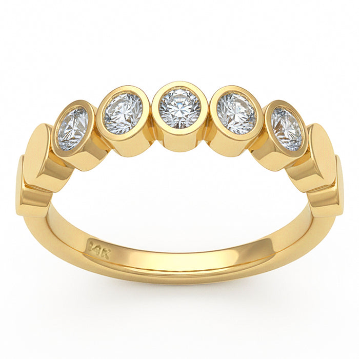 SPECIAL! .51ct G SI 14kt Yellow Gold Oval Diamond Bezel Set Band Ring Size 7