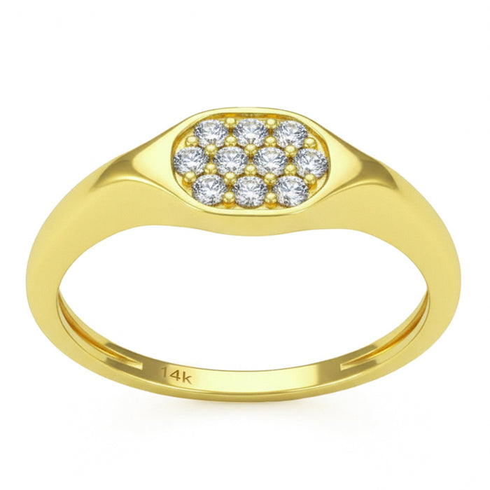 .18ct G SI 14kt Yellow Gold Diamond Signet Pinky Ring Size 4