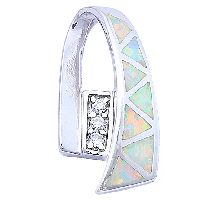 CLOSEOUT! White fire Opal & Cz New .925 Sterling Silver Pendant 1" long