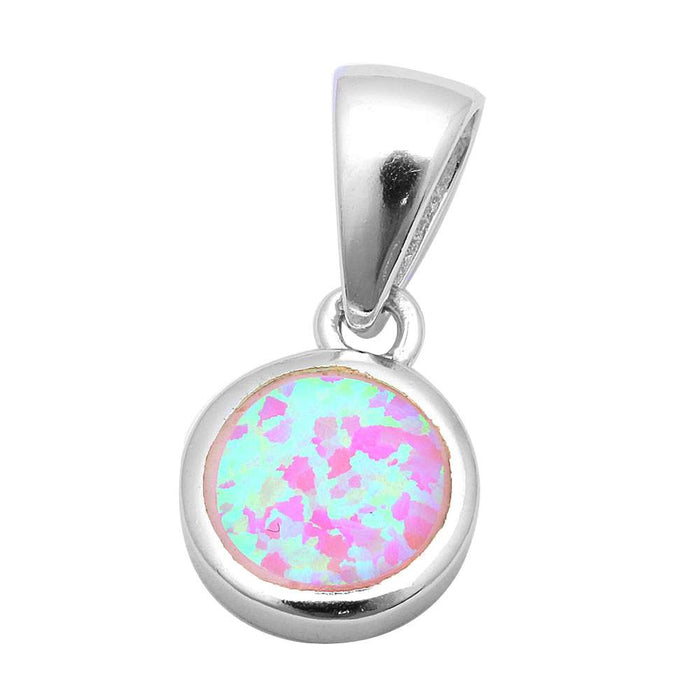 CLOSEOUT! Bezel Pink Opal .925 Sterling Silver Pendant