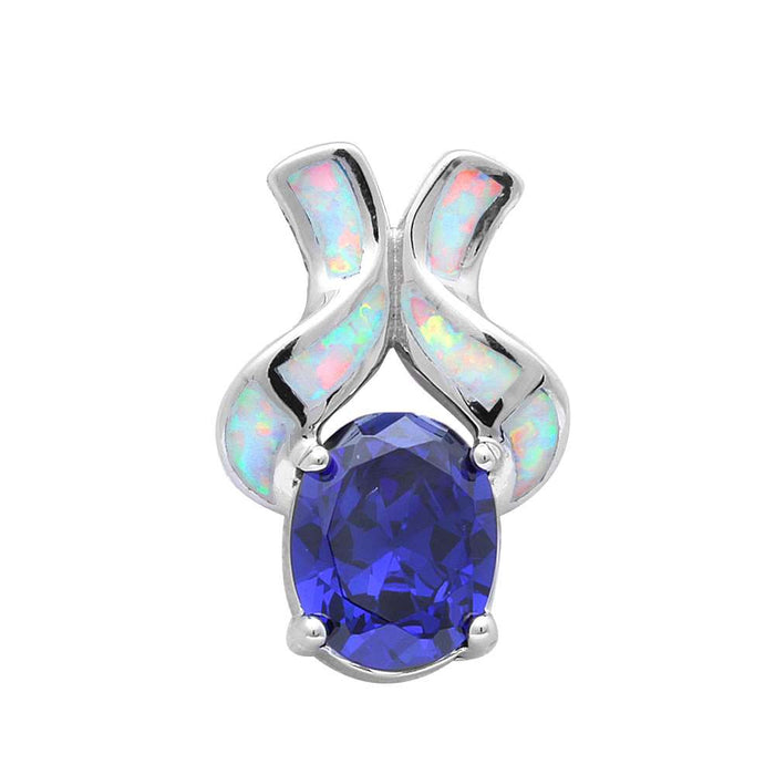 CLOSEOUT! White Opal & Tanzanite .925 Sterling Silver Pendant