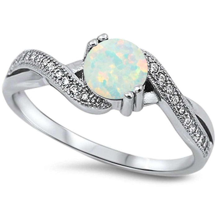 CLOSEOUT! White Opal Infinity Cubic Zirconia .925 Sterling Silver Ring
