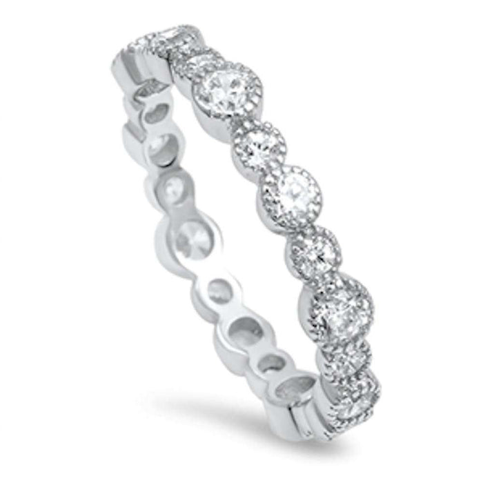 CLOSEOUT! Round Cz Eternity Band .925 Sterling Silver Ring Sizes 4-10