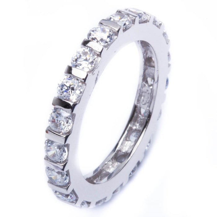 CLOSEOUT! 2Ct Round White Cz Fashion Engagement Band .925 Sterling Silver Ring