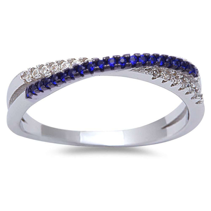 CLOSEOUT!Blue Sapphire Cubic Zirconia Infinity .925 Sterling Silver Ring
