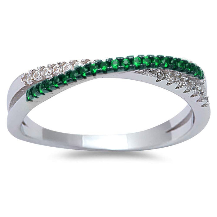 CLOSEOUT!Emerald Cubic Zirconia Infinity .925 Sterling Silver Ring