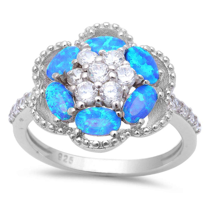 CLOSEOUT! Blue Fire Opal & Cubic Zirconia .925 Sterling Silver Ring