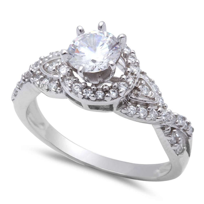 CLOSEOUT! 1.25ct Halo Infinity Style Cubic Zirconia .925 Sterling Silver Ring