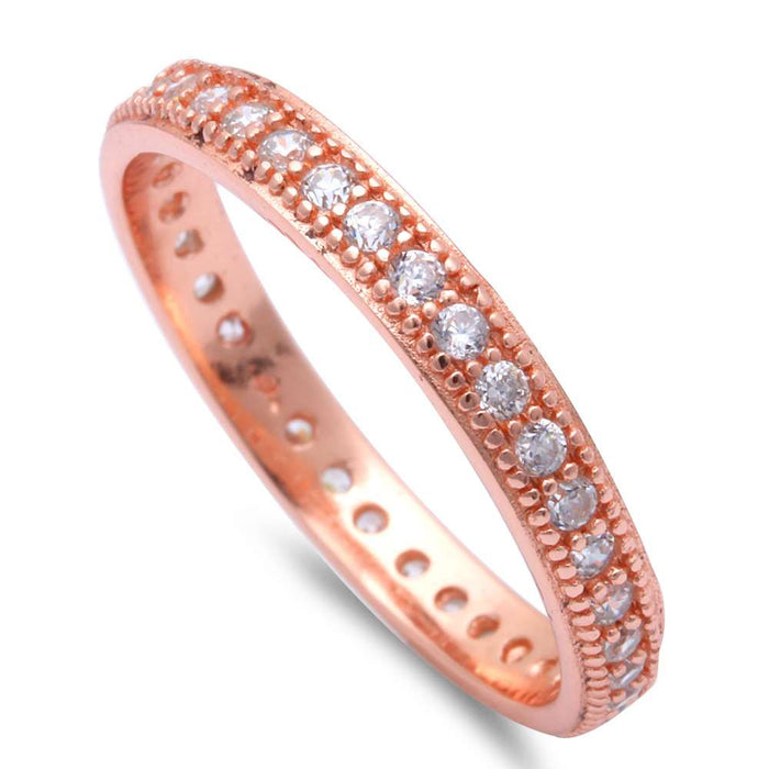 CLOSEOUT!Rose Gold Plated Cubic Zirconia Eternity Band .925 Sterling Silver Ring