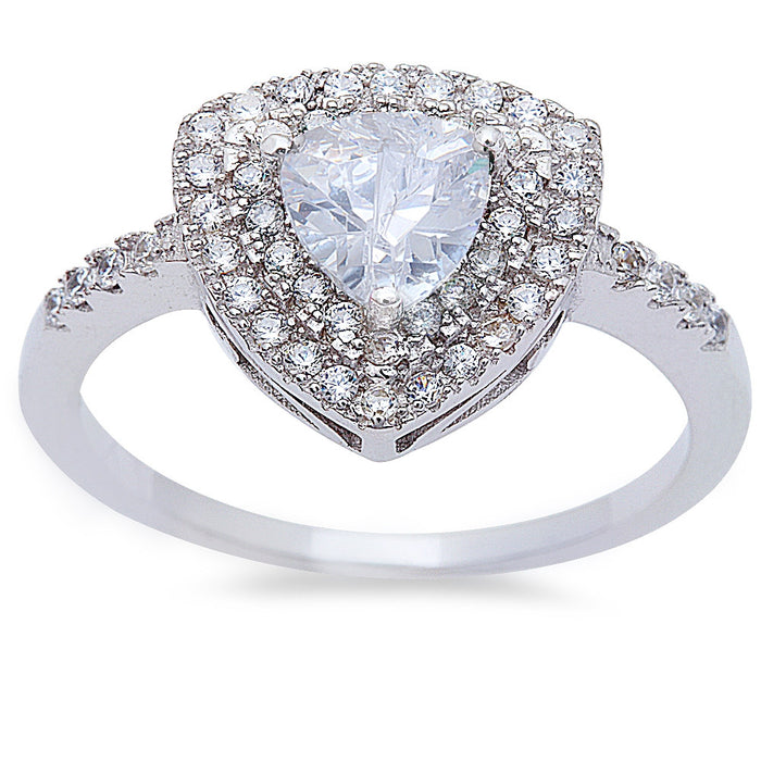 CLOSEOUT!Trillion Shape White CZ Fashion .925 Sterling Silver Ring
