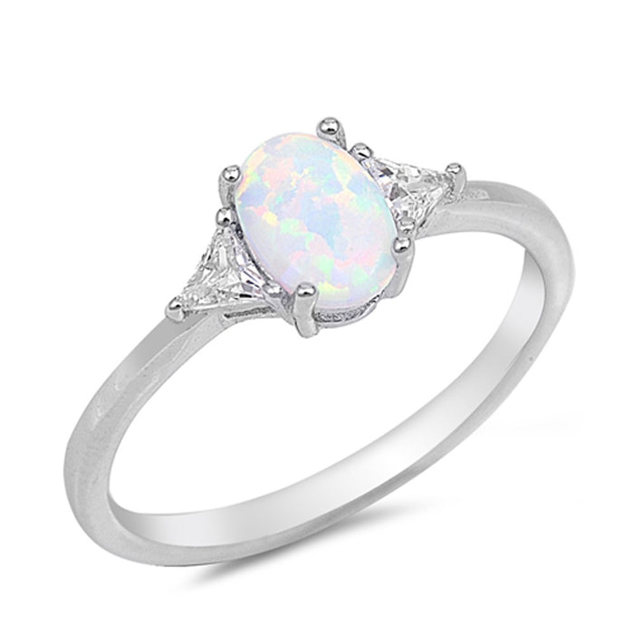 White Opal & Cubic Zirconia .925 Sterling Silver Ring