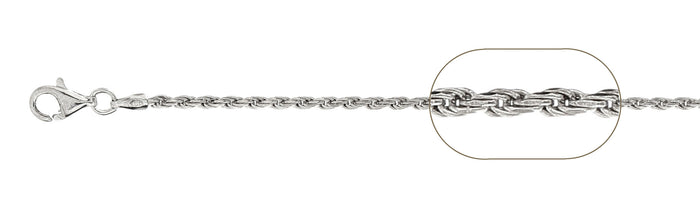 040-2MM Rope Chain .925 Solid Sterling Silver Sizes 7-30" NEW