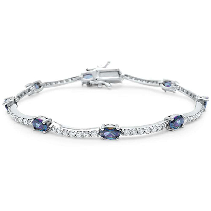 Oval & Round Amethyst Cubic Zirconia .925 Sterling Silver Bracelet