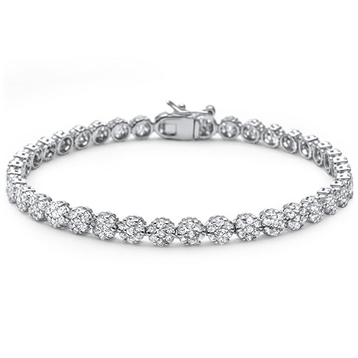 Elegant 7" Round Cubic Zirconia .925 Sterling Silver Tennis Bracelet