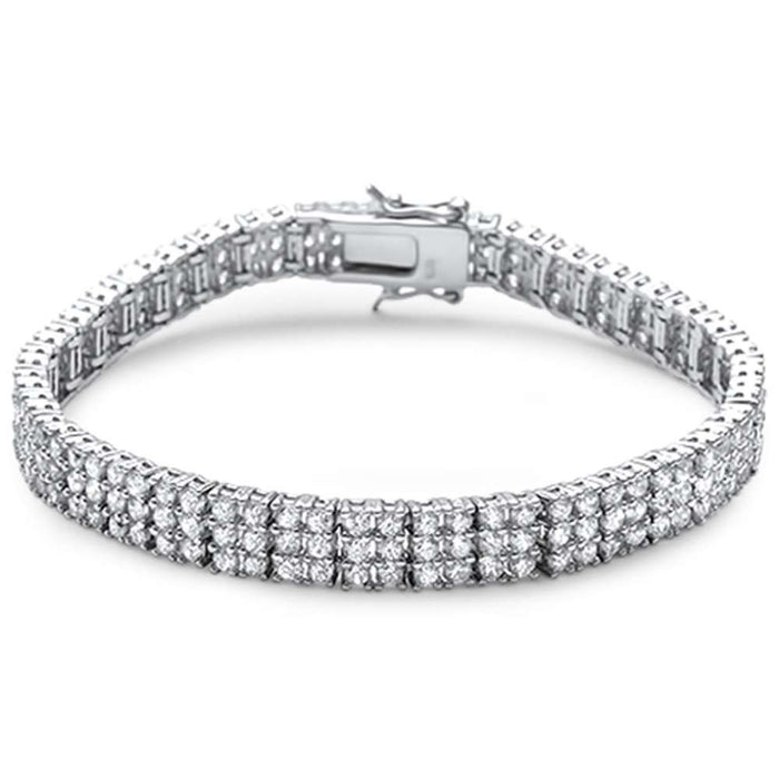 CLOSEOUT! Elegant 7" Triple Layer Tennis .925 Sterling Silver Tennis Bracelet
