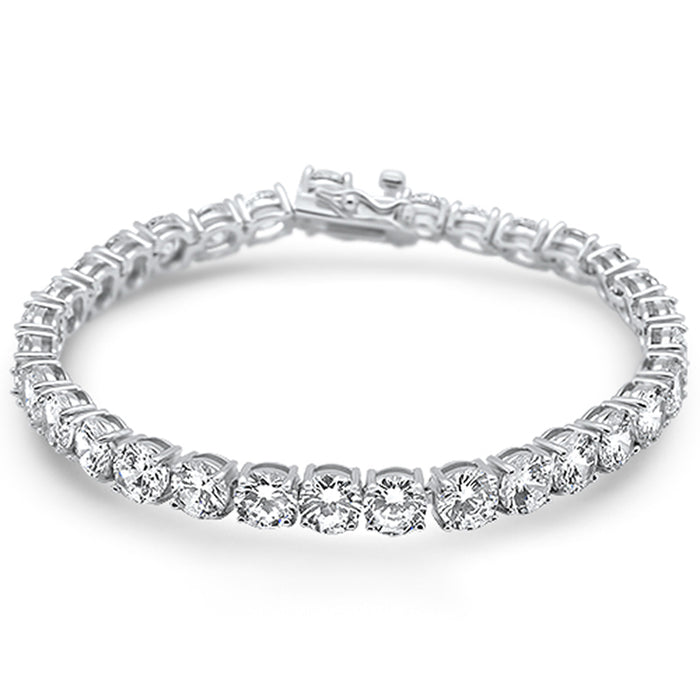 6MM Round Fine Cz .925 Sterling Silver Bracelet 7.75"
