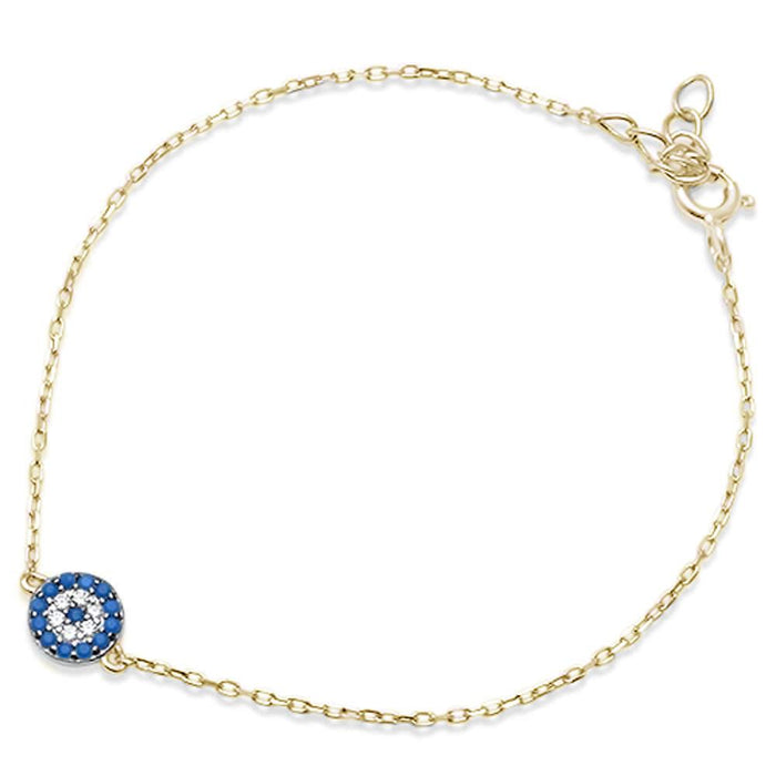 CLOSEOUT! Trendy! Yellow Gold Plated Blue Sapphire & Cz .925 Sterling Silver Bracelet