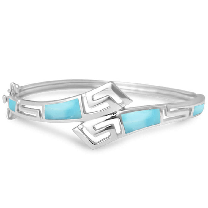 Natural Larimar Bangle .925 Sterling Silver Bracelet