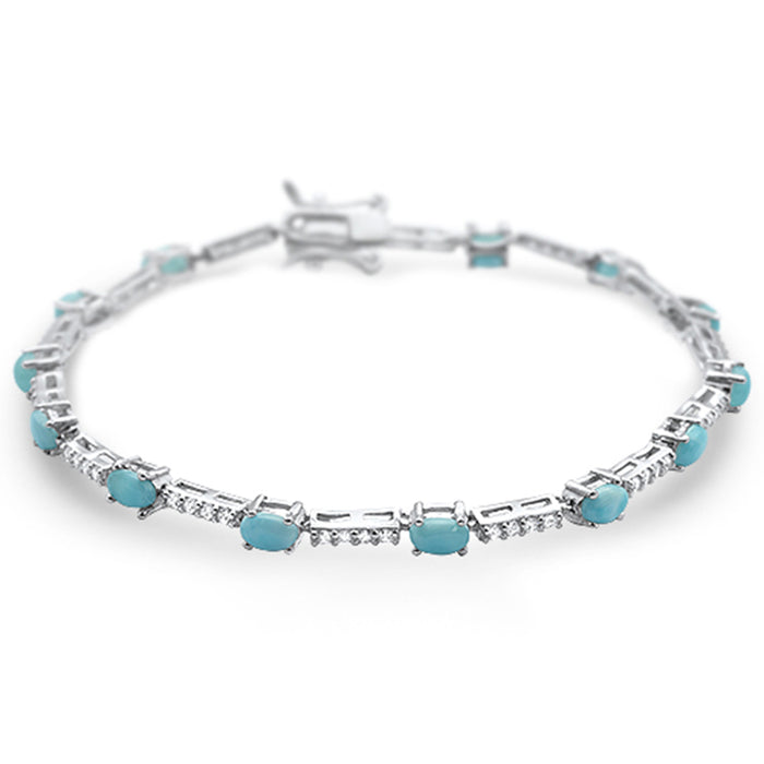 New Natural Larimar .925 Sterling Silver Bracelet 7.5" Long