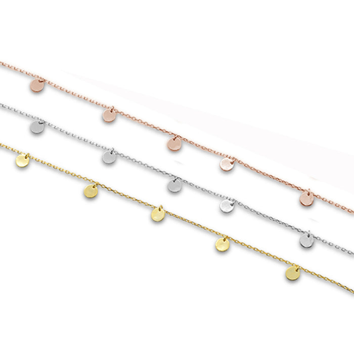 CLOSEOUT! Plain Hammered Disc .925 Sterling Silver Bracelet Three colors Available!