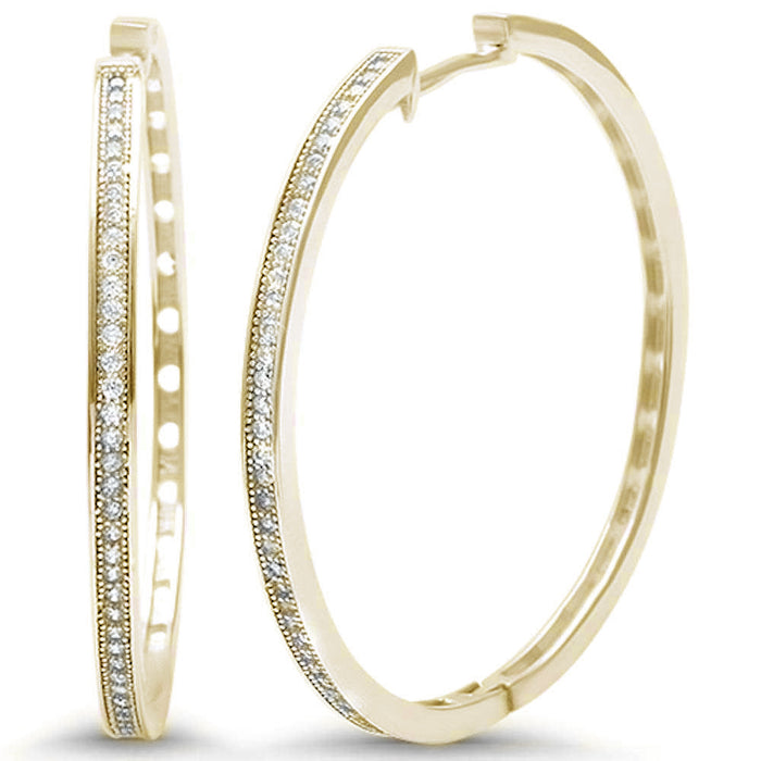 CLOSEOUT! Yellow Gold Plated Micro Pave Cubic Zirconia Hoop