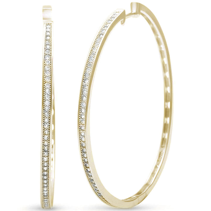 CLOSEOUT! Yellow Gold Plated Micro Pave Cubic Zirconia Hoop