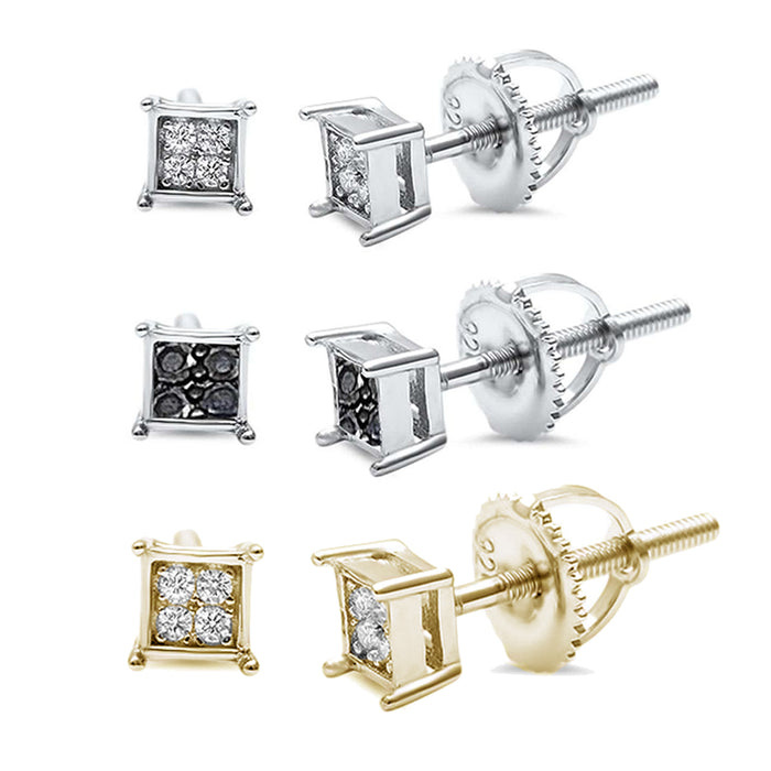 4MM Square Princess Cut CZ .925 Sterling Silver Stud Earrings Colors Available!