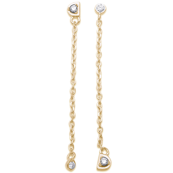 CLOSEOUT! Yellow Gold Plated Cubic Zirconia Drop Dangle Long .925 Sterling Silver Earrings