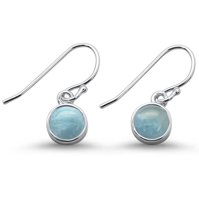 Dangle Style Natural Larimar .925 Sterling Silver Dangle Earrings