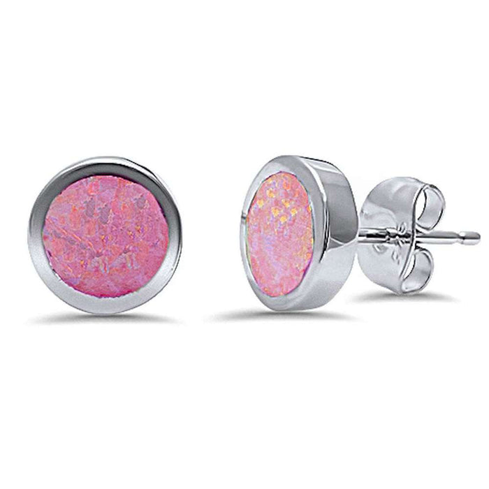 VBezel Pink Opal .925 Sterling Silver Earrings
