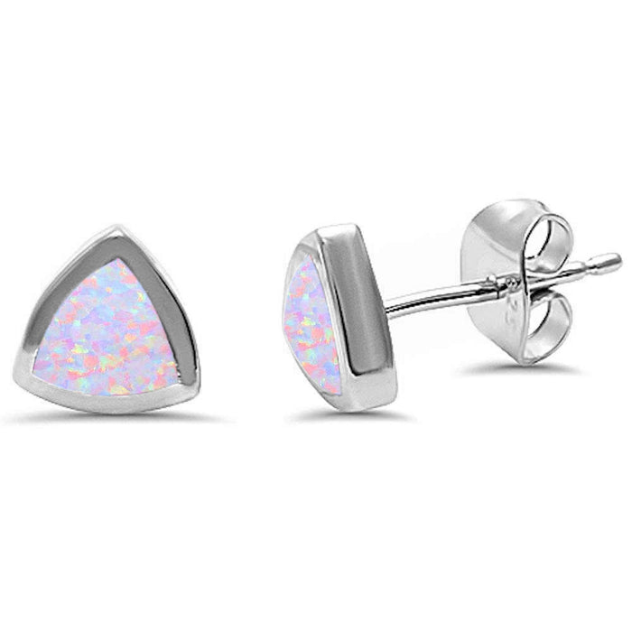 CLOSEOUT! Pink Opal Heart Stud .925 Sterling Silver Earrings