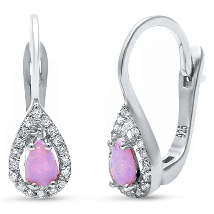 Pink Opal & Cubic Zirconia .925 Sterling Silver Earrings