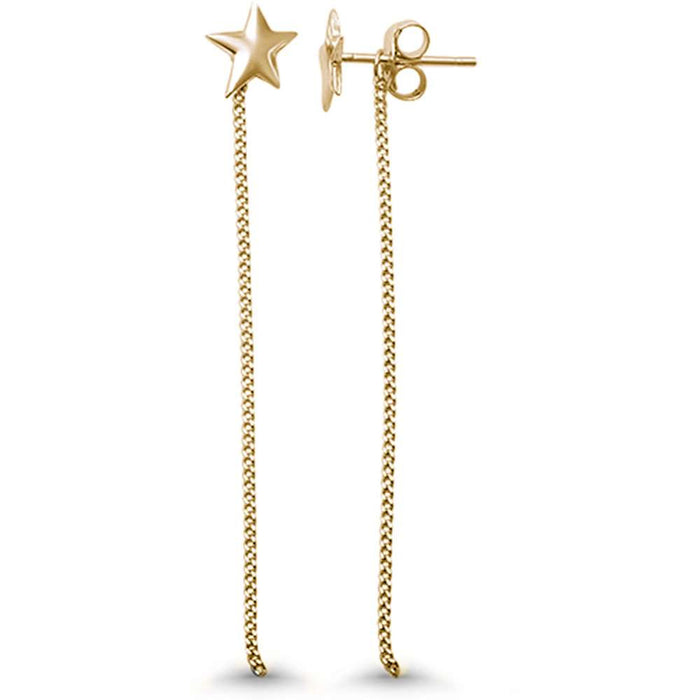 CLOSEOUT! Yellow Gold Plated Star Celestial Drop Dangle .925 Sterling Silver Earrings