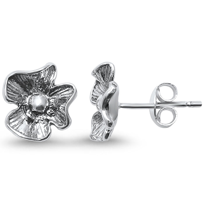 CLOSEOUT! Cute! Plain Flower Studs .925 Sterling Silver Earrings