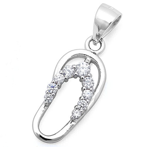 CLOSEOUT! Cubic Zirconia Beach Sandal .925 Sterling Silver Pendant