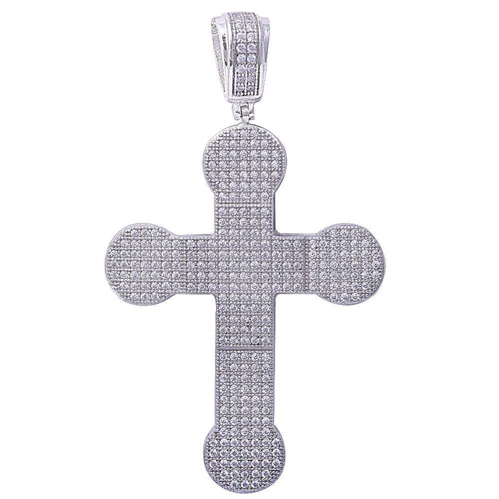 CLOSEOUT! Hiphop Style Micro Pave Cubic Zirconia Cross .925 Sterling Silver Pendant