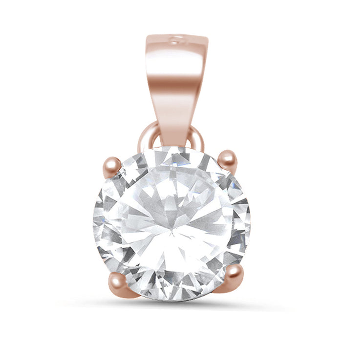 Rose Gold Plated Round Halo .925 Sterling Silver Pendant