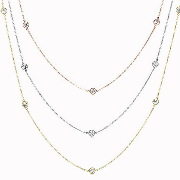 "Diamond By the Yard" Available 3 Colors .925 Sterling Silver Pendant Necklace