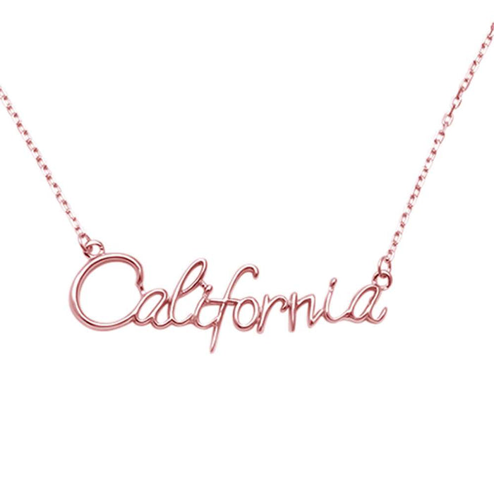 CLOSEOUT! Rose Gold Plated California .925 Sterling Silver Necklace 14" Ext 1.75"